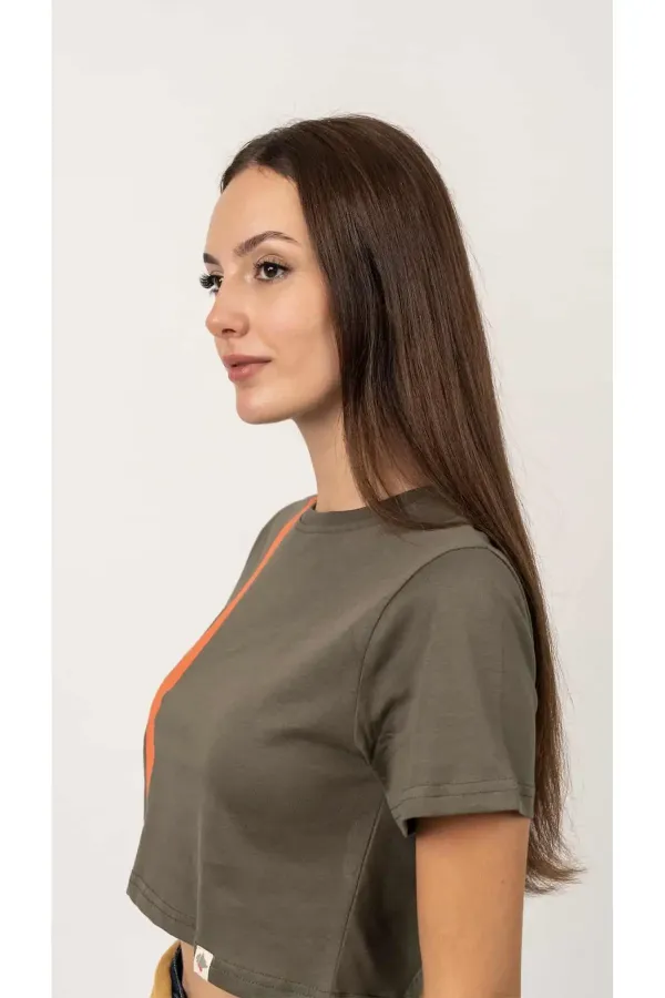 Crop Line T-Shirt Kadın