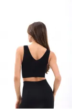 15543 RİPLİ V YAKA BRA-SİYAH