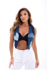 6936 DENIM PIECES VEST-MAVİ