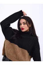 3904 KNITWEAR TURTLER STRIPED SWEATER-BLACK-MINK