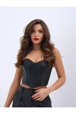 6672 LEATHER CROP-BLACK