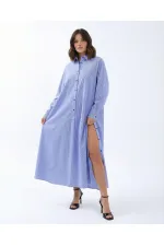 DRESS 5857 - BLUE AND WHITE STRIPED