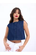 7335 GILET EN JEAN - BLEU