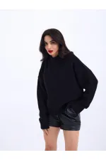 43031 TRİKO YARIM BALIKÇI KISA KAZAK-SİYAH