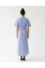 6948 ELBİSE-MAVİ BEYAZ ÇİZGİLİ