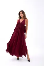 6886 DRESS - BURGUNDY