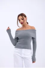 42431 TRİKO DEGAJE YAKA KAZAK-ANTRASİT