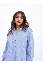 7057 GÖMLEK-MAVİ BEYAZ ÇİZGİLİ