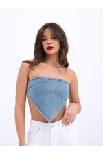 6222 Denim Crop-Blue