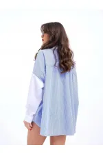 6749 GÖMLEK-MAVİ BEYAZ ÇİZGİLİ