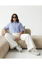 4873 GÖMLEK-MAVİ BEYAZ ÇİZGİLİ