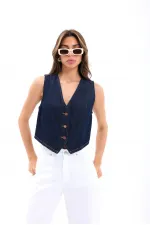 7414 GILET EN JEAN - BLEU