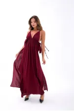 6886 DRESS - BURGUNDY