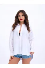 6816 GÖMLEK-MAVİ BEYAZ ÇİZGİLİ