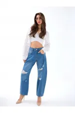 7086 KOT PANTOLON-MAVİ