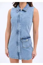 7117 GILET EN JEAN - BLEU