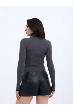 42251 PULL EN TRICOT FISHBEARER EN VELOURS CORDON - ANTHRACITE - NOIR