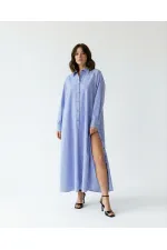 DRESS 5857 - BLUE AND WHITE STRIPED