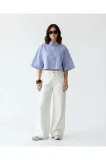 4873 GÖMLEK-MAVİ BEYAZ ÇİZGİLİ