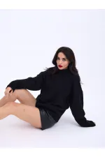 43031 TRİKO YARIM BALIKÇI KISA KAZAK-SİYAH