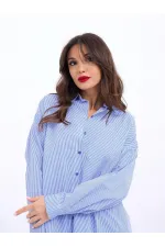 7057 GÖMLEK-MAVİ BEYAZ ÇİZGİLİ