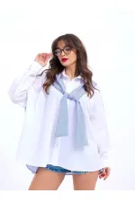 6749 GÖMLEK-MAVİ BEYAZ ÇİZGİLİ