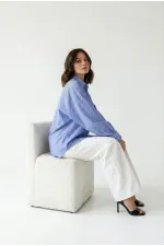 7554 GÖMLEK-MAVİ BEYAZ ÇİZGİLİ