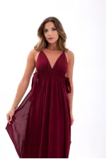 6886 DRESS - BURGUNDY