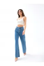 5171 DENIM BONNET À BOUTONS LARGE BLEU KEG