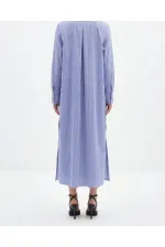 DRESS 5857 - BLUE AND WHITE STRIPED