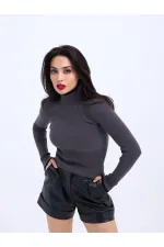 42251 PULL EN TRICOT FISHBEARER EN VELOURS CORDON - ANTHRACITE - NOIR