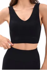 15543 RİPLİ V YAKA BRA-SİYAH