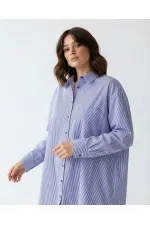 6993 GÖMLEK-MAVİ BEYAZ ÇİZGİLİ