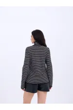 4213 KNITWEAR STRIPED TURTLENECK SALASH-BLACK-ECRU