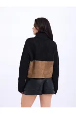 3904 KNITWEAR TURTLER STRIPED SWEATER-BLACK-MINK
