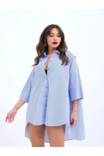 4328 GÖMLEK-MAVİ BEYAZ ÇİZGİLİ