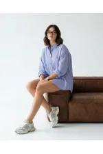 6993 GÖMLEK-MAVİ BEYAZ ÇİZGİLİ