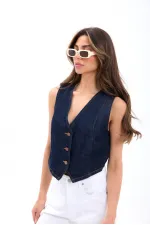 7414 GILET EN JEAN - BLEU