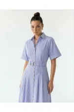 6948 ELBİSE-MAVİ BEYAZ ÇİZGİLİ