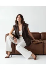 7491 DENIM VEST - DARK BROWN