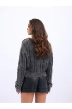 43331 TRİKO SAÇ ÖRGÜ KAZAK-SİYAH