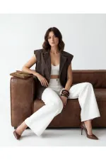 7491 DENIM VEST - DARK BROWN