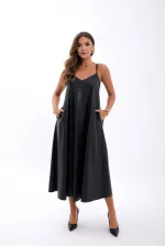 7278 LEATHER DRESS - BLACK