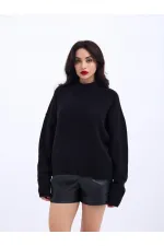 43031 TRİKO YARIM BALIKÇI KISA KAZAK-SİYAH