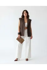 7491 DENIM VEST - DARK BROWN