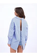 7057 GÖMLEK-MAVİ BEYAZ ÇİZGİLİ