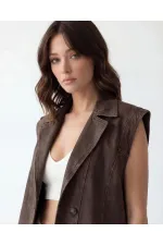 7491 DENIM VEST - DARK BROWN