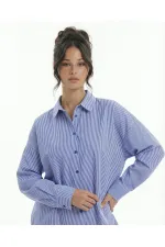 5213 GÖMLEK-MAVİ BEYAZ ÇİZGİLİ