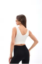 15543 RİPLİ V YAKA BRA-EKRU