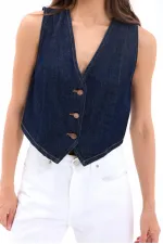 7414 GILET EN JEAN - BLEU